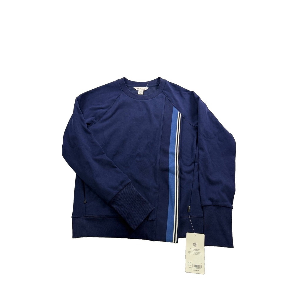 Athleta Women's XS Blue Fleece Triumph Game Point Pullover Sweatshirt Thumbhole